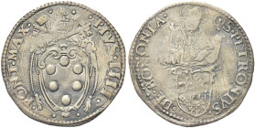 BOLOGNA. Pio IV (Giovanni Angelo Medici), 1559-1565 
Carlino. Ag gr. 2,29 Dr. PIVS IIII - PONT MAX. Stemma sormontato da triregno e chiavi decussate....