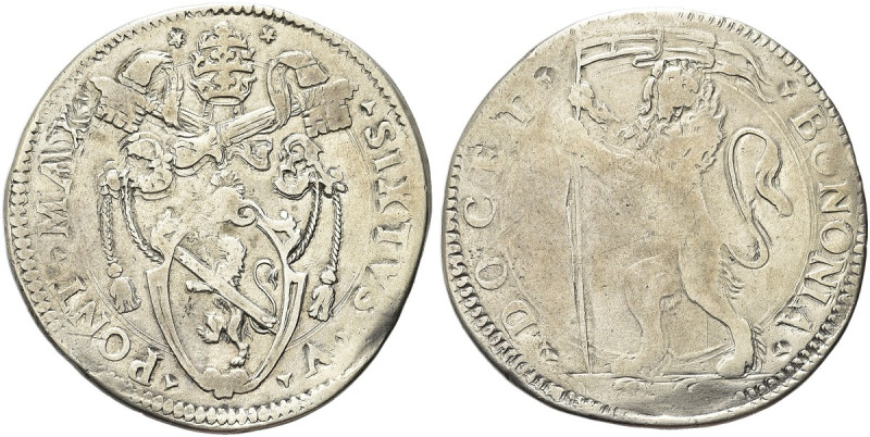 BOLOGNA. Sisto V (Felice Peretti), 1585-1590 
Gabellone. Ag gr. 11,60 Dr. SIXTV...