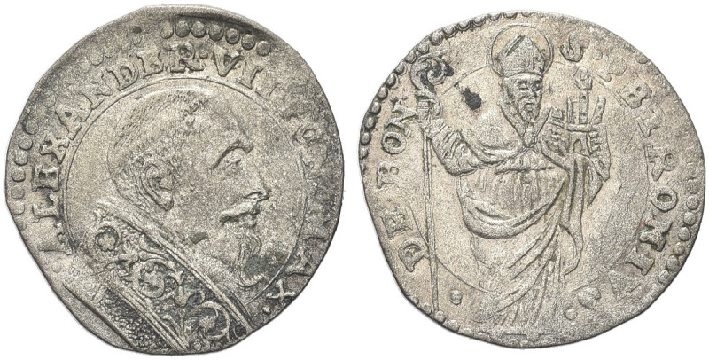 BOLOGNA. Alessandro VII (Fabio Chigi), 1655-1667 
Muraiola. Ag gr.1,45 Dr. ALEX...