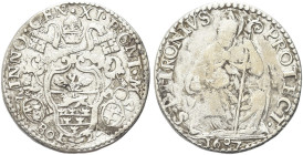 BOLOGNA. Innocenzo XI (Benedetto Odescalchi), 1676-1689 
Petronia da 24 Bolognini 1687. Ag gr. 6,95 Dr. INNO - CEN XI PONT M. Stemma sormontato da tr...
