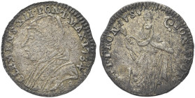 BOLOGNA. Clemente XII (Lorenzo Corsini), 1730-1740 
Muraiola da 4 Bolognini 1734. Mi gr. 2,99 Dr. CLEMENS XII PONT MAX 1734. Busto a s., con camauro....
