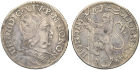 BOLOGNA. Benedetto XIV (Prospero Lorenzo Lambertini), 1740-1758 
Bianco 1749. Ag gr. 3,34 Dr. BENEDIC XIV P M BONON. Busto a d. con camauro. Rv. BONO...