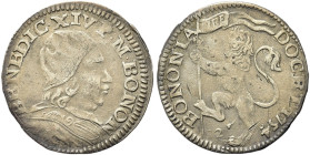 BOLOGNA. Benedetto XIV (Prospero Lorenzo Lambertini), 1740-1758 
Bianco 1754. Ag gr. 3,41 Simile a precedente. Munt. 230c; Ch. 889; B. 2806.
Molto R...