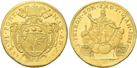 BOLOGNA. Pio VI (Giannangelo Braschi), 1775-1799 
Da 10 Zecchini 1786 a. XII. Au gr. 34,10 Dr. PIVS VI PONT - MAX AN XII. Stemma ovale in cornice sor...