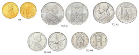 CITTA' DEL VATICANO. Pio XII (Eugenio Pacelli), 1939-1958 
Serie completa di 5 valori 1950 a. IVB, comprendente 100 Lire (Au), 10 e 5 Lire, 2 Lire e ...