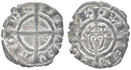 SICILIA. Federico II di Svevia, Imperatore e Re di Sicilia, 1197-1250 
Denaro, zecca di Brindisi. Æ gr. 0,89 Dr. F - IM - PER - ATO - R. Croce che di...
