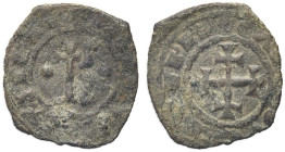 SICILIA. Carlo I d’Angiò, Re di Sicilia 1266-1282 
Denaro, Messina o Brindisi. Mi gr. 0,58 Dr. DE GRATIA REX SICIL. Lettera K, tra due globetti. Rv. ...