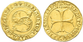 SIENA. Repubblica, 1404-1555 
Fiorino d’oro largo. Au gr. 3,50 Dr. SENA VETVS CIVITAS VIRGINIS. Grande S fogliata. Rv. ALFA ET O PRINCIPIVM 7 FINIIS ...