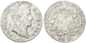 TORINO. Napoleone I Imperatore, 1804-1814 e 1815 
Franco an. 13 (1804-1805) République Française, zecca di Torino. Ag gr. 4,74 Dr. NAPOLEON EMPEREUR ...
