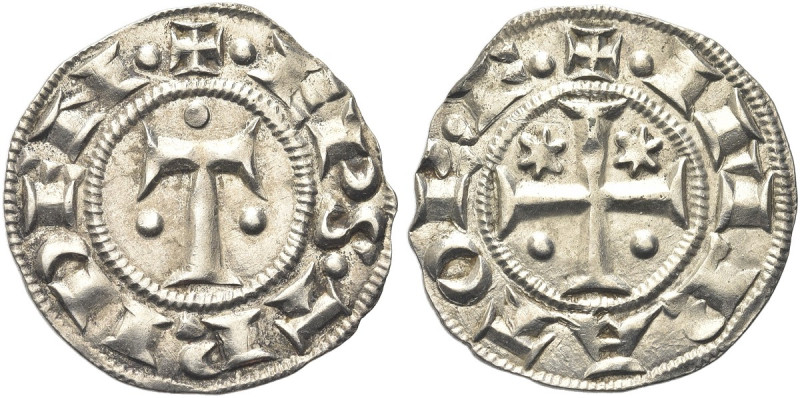 TRENTO. Podestà Imperiali, 1235-1255 
Soldo da 12 Denari. Ag gr. 1,33 Dr. EPS T...