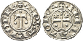 TRENTO. Podestà Imperiali, 1235-1255 
Soldo da 12 Denari. Ag gr. 1,33 Dr. EPS TRIDEN. Grande T tra tre globetti. Rv. IMPARATOR F. Croce; nei primi qu...