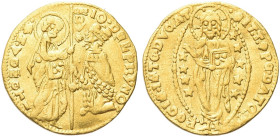 VENEZIA. Giovanni Dolfin Doge LVII, 1356-1361 
Ducato. Au gr. 3,48 Dr. IO DOLPhYNO - S M VENETI. Simile a precedenti. Paolucci 1; Fried. 1224.
Non c...