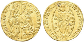 VENEZIA. Giovanni Dolfin Doge LVII, 1356-1361 
Ducato. Au gr. 3,54 Dr. IO DOLPhYNO - S M VENETI. Simile a precedenti. Paolucci 1. Fried. 1224.
Non C...