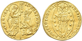 VENEZIA. Giovanni Dolfin Doge LVII, 1356-1361 
Ducato. Au gr. 3,52 Dr. IO DOLPhYNO - S M VENETI. Simile a precedenti. Paolucci 1. Fried. 1224.
Non C...