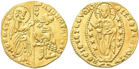 VENEZIA. Andrea Contarini Doge LX, 1368-1382 
Ducato. Au gr. 3,41 Dr. ANDR 9TARENO - S M VENETI. Simile a precedenti. Paolucci 1; Fried. 1227.
BB/SP...