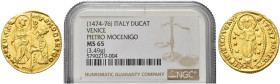 VENEZIA. Pietro Mocenigo Doge LXX, 1474-1476 
Ducato. Au gr. 3,50 Dr. PE MOCENICO - SM VENETI. Simile a precedenti. Paolucci 1; Fried. 1237.
Estrema...