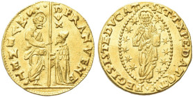VENEZIA. Francesco Venier Doge LXXXI, 1554-1556 
Zecchino. Au gr. 3,48 Dr. FRAN VENE - SM VENE. Simile a precedenti. Paolucci 1; Fried. 1253.
Legg. ...