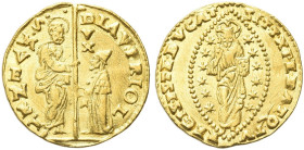 VENEZIA. Lorenzo Priuli Doge LXXXII, 1556-1559 
Zecchino. Au gr. 3,46 Dr. LAV PRIOL - S M VENET. Simile a precedenti. Paolucci 1; Fried. 1255.
SPL
