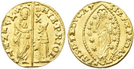 VENEZIA. Girolamo Priuli Doge LXXXIII, 1559-1567 
Zecchino. Au gr. 3,47 Dr. HIE PRIOL S M VENET. Simile a precedenti. Paolucci 1; Fried. 1257.
SPL