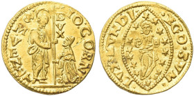 VENEZIA. Giovanni I Corner Doge XCVI, 1625-1629 
Mezzo Zecchino. Au gr. 1,75 Dr. IO CORN - S M VENET. San Marco stante verso s., porge il vessillo al...
