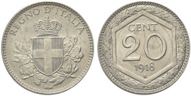 REGNO D’ITALIA. Gettoni privati circolanti in ambito limitato 
20 Centesimi 1918 liscio Roma, Esagono. CuNi Dr. Scudo sabaudo crociato sormontato da ...