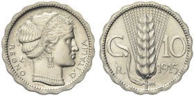 REGNO D’ITALIA. Gettoni privati circolanti in ambito limitato 
Progetto 10 Centesimi 1915, bordo ondulato. Ni Dr. REGNO D’ITALIA Testa elmata volta v...