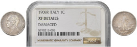 REGNO D’ITALIA. Gettoni privati circolanti in ambito limitato 
Centesimo 1908 Roma, Italia su prora. Cu Dr. Semibusto del sovrano in uniforme a testa...