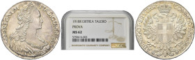 COLONIA ERITREA. Vittorio Emanuele III, 1900-1943 
Tallero 1918 Italicum Roma PROVA. Ag gr. 28,00 Dr. Busto muliebre rivolto a d. con chioma fluente,...