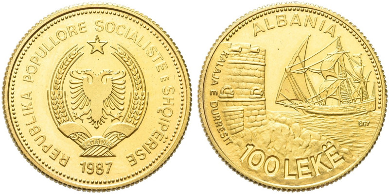 ALBANIA. Repubblica Socialista Popolare, 1945-1990 
100 Leke 1987. Au gr. 6,43 ...