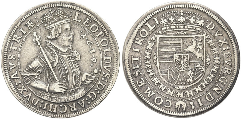 AUSTRIA. Leopoldo V Arciduca, 1619-1632 
Tallero 1630, Hall. Ag gr. 28,26 Simil...