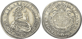 AUSTRIA. Ferdinando III, 1637-1657 
Tallero 1644, Graz. Ag gr. 28,95 Dr. FERDINANDVS III D G ROM IMP S A G H BO REX. Busto laureato e corazzato a d. ...