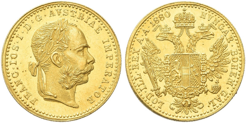 AUSTRIA. Francesco Giuseppe I d’Asburgo Lorena, 1848-1916 
Ducato 1880. Au gr. ...
