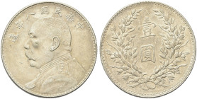 CINA. Repubblica, 1912-1949 
Dollaro 1919 (a. 8). Ag gr. 26,60 Come precedente. KM#Y329.6.
SPL