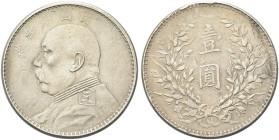 CINA. Repubblica, 1912-1949 
Dollaro 1921 (a. 10). Ag gr. 26,82 Come precedente. KM#Y329.6.
Escrescenze di metallo al rv. q. SPL