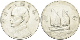 CINA. Repubblica, 1912-1949 
Dollaro 1934 (a. 23). Ag gr. 26,27 Come precedente. KM (Y) 345.
SPL