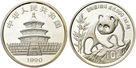 CINA. Repubblica Popolare Cinese, dal 1949 
10 Yuan 1990 Panda. Ag gr. 31,16 Come precedente. KM#276.
FDC