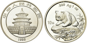 CINA. Repubblica Popolare Cinese, dal 1949 
10 Yuan 1999 Panda. Ag gr. 30,92 Come precedente. KM#1216.
FDC
