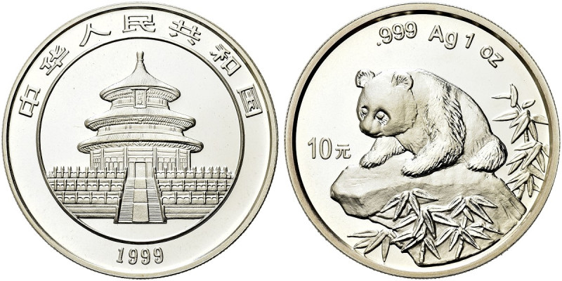 CINA. Repubblica Popolare Cinese, dal 1949 
10 Yuan 1999 Panda. Ag gr. 31,09 Co...