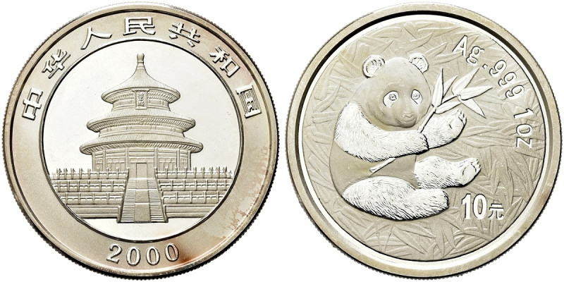 CINA. Repubblica Popolare Cinese, dal 1949 
10 Yuan 2000 Panda. Ag gr. 31,15 Co...