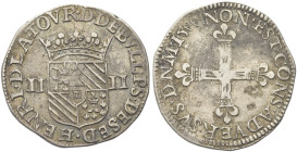 FRANCIA. Principato di Sedan. Henri de La Tour d’Auvergne, 1594-1623 
Quarto di Scudo 1599 (9 della data retrogradi). Ag gr. 9,35 Dr. HENRI DE LA TOV...