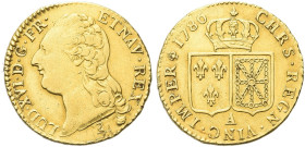 FRANCIA. Luigi XVI di Borbone, 1774-1793 
Luigi d’oro 1786 A, zecca di Parigi. Au gr. 7,59 Dr. LUD XVI D G FR - ET NAV REX. Testa a s., con capelli f...