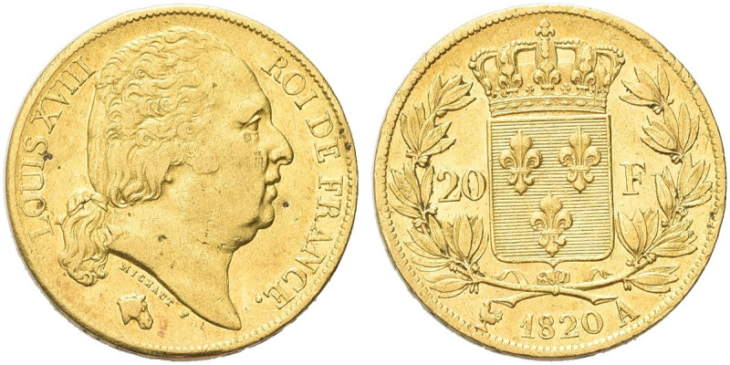FRANCIA. Luigi XVIII di Borbone, Secondo governo 1815-1824 
20 Franchi 1820 A, ...