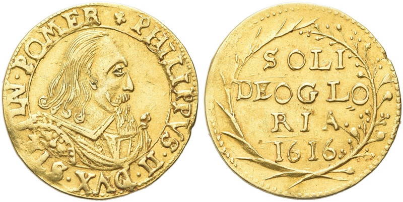 GERMANIA. Herzog Philip II, 1606-1618 
Goldgulden 1616. Au gr. 3,19 Dr. PHILIPP...