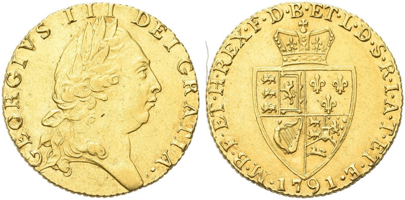 GRAN BRETAGNA. Giorgio III, 1760-1820 
Guinea 1791 ”spade type”. Au gr. 8,38 Dr...