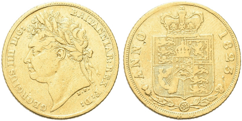 GRAN BRETAGNA. Giorgio IV, 1821-1830 
1/2 Sterlina 1823. Au Dr. Testa laureata ...