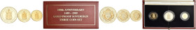 GRAN BRETAGNA. Elisabetta II, dal 1952 
Proof Serie 1989 ”500th Anniversary Three coin Set”: double Sovereign, Sovereign, Half Sovereign. Au gr. 27,9...