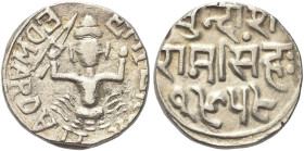 INDIA. Raghubir Singh, 1889-1927 
Rupia a nome di Edoardo VII. Ag gr. 10,61 Dr. EDWARD VII - EMPEROR. Re Ram suona il katar. Rv. Iscrizione in caratt...