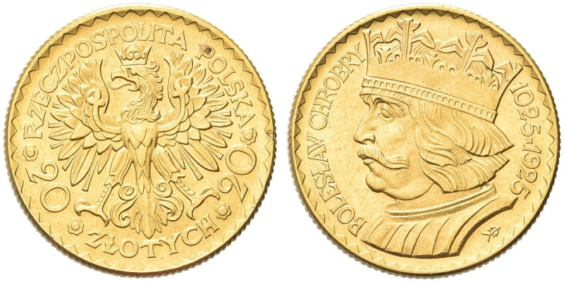 POLONIA. Prima Repubblica 1918-1938 
20 Zlotych 1925, Bolesław Chrobry. Au gr. ...