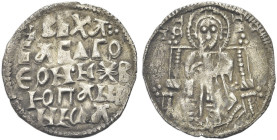 SERBIA. Nikola Altomanovic, 1363-1373 
Grosso. Ag gr. 0,94 Dr. Iscrizione in cirillico disposta su cinque righe. Rv. Cristo in trono; ai lati, IC - X...