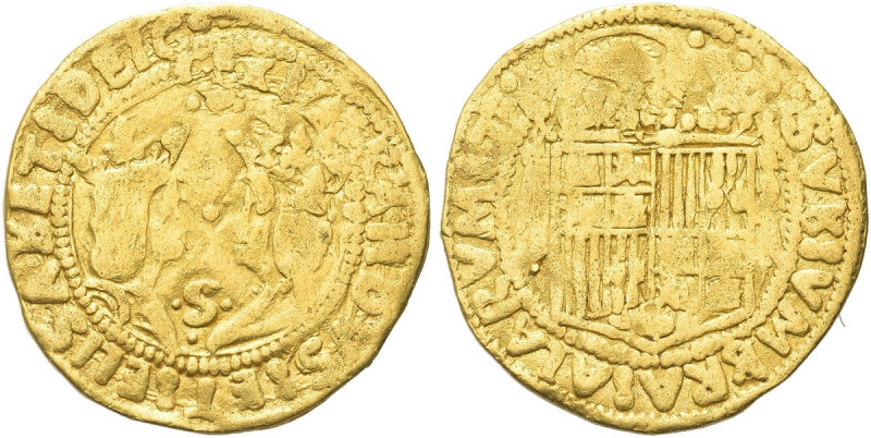 SPAGNA. Fernando V e Isabella, 1476-1516 
Doppio excellente, sigla S, zecca Siv...
